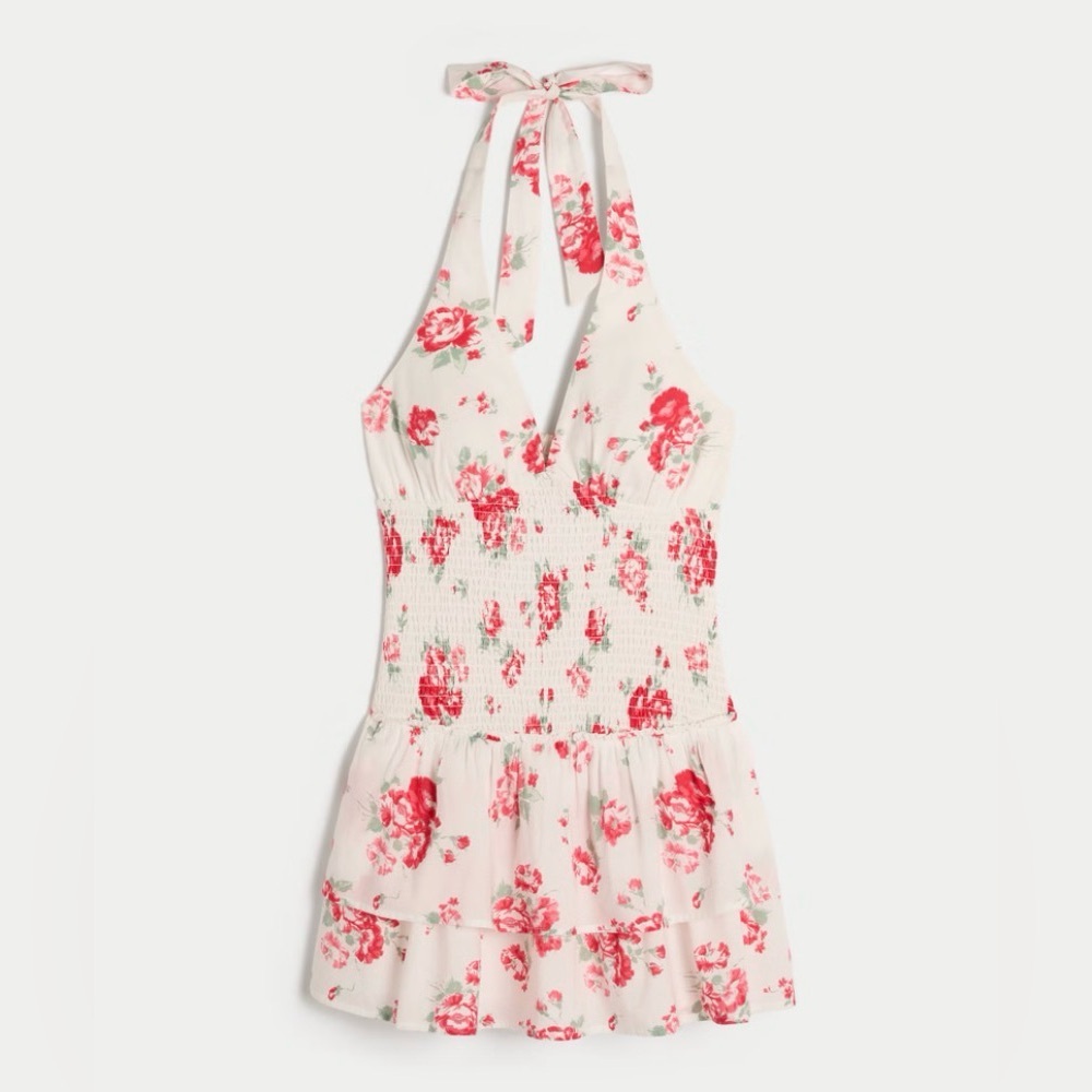 Hollister Double-Tier Smocked Halter Skort Dress